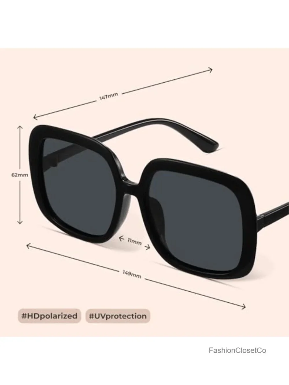 Oversized Polarized Sunglasses Women Trendy Retro Shades UV400